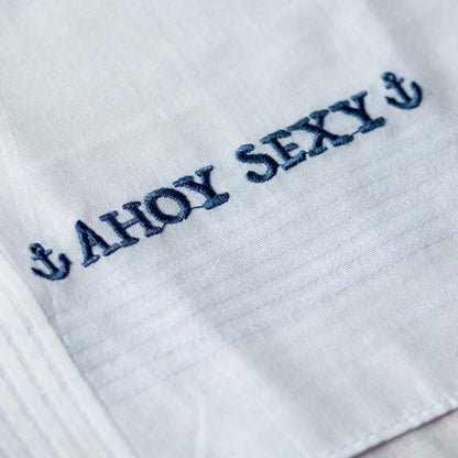 Ahoy Sexy - Funny Large Embroidered Cotton Handkerchief