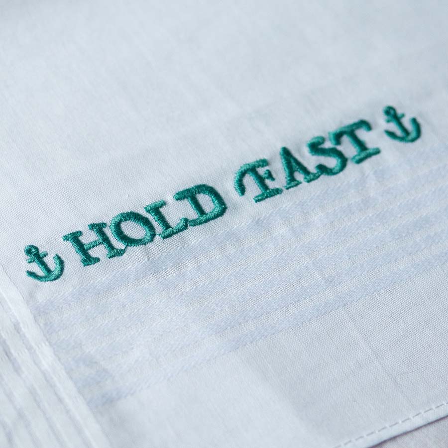 Hold Fast - Large Embroidered Cotton Handkerchief