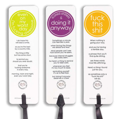 Set of Three Inspiring Bookmarks - Awesome, Scared, Fuck This Shit