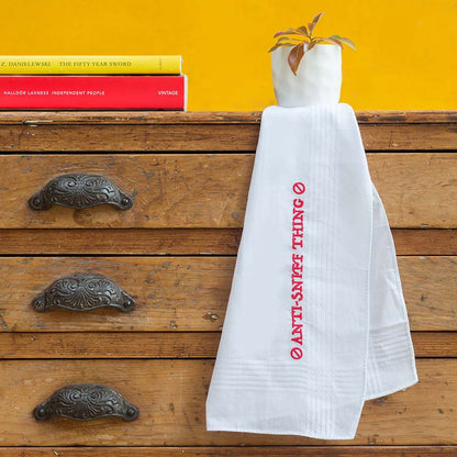 Anti Sniff Thing - Funny Large Embroidered Cotton Handkerchief