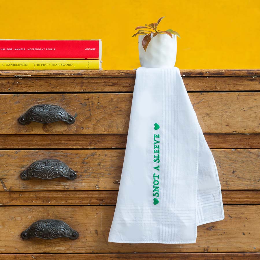 Snot a Sleeve - Funny Large Embroidered Cotton Handkerchief