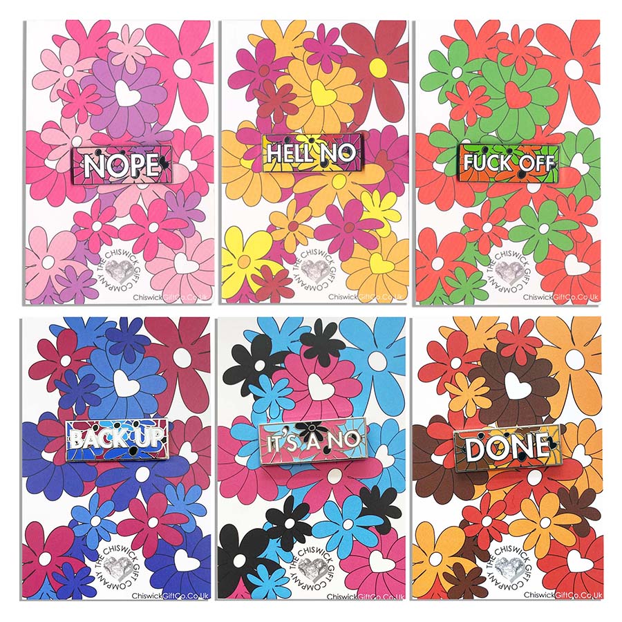 All 6 Angry Flowers Enamel Pins