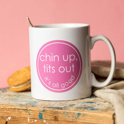Chin Up, Tits Out - Mug with Keyring Gift Set
