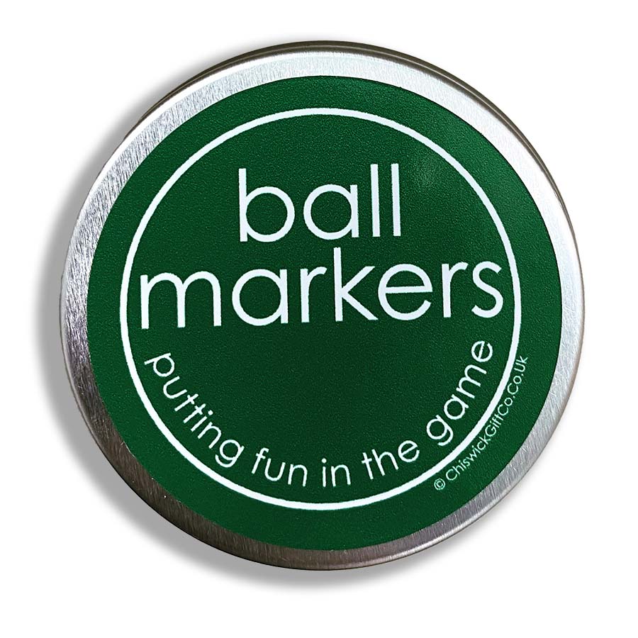 5 x Golf Ball Markers in a Tin - Remind You of Anyone