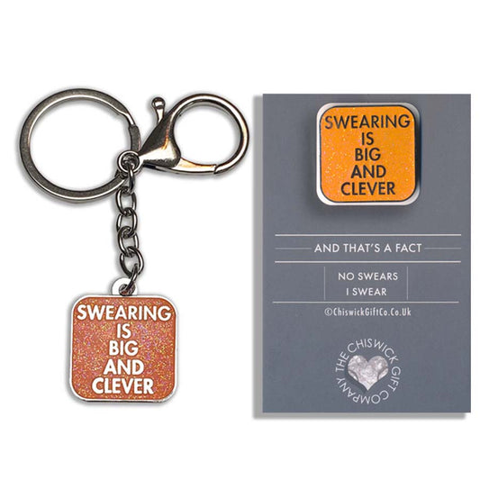 Swearing Is Big And Clever Keyring/Bag Charm & Pin Set