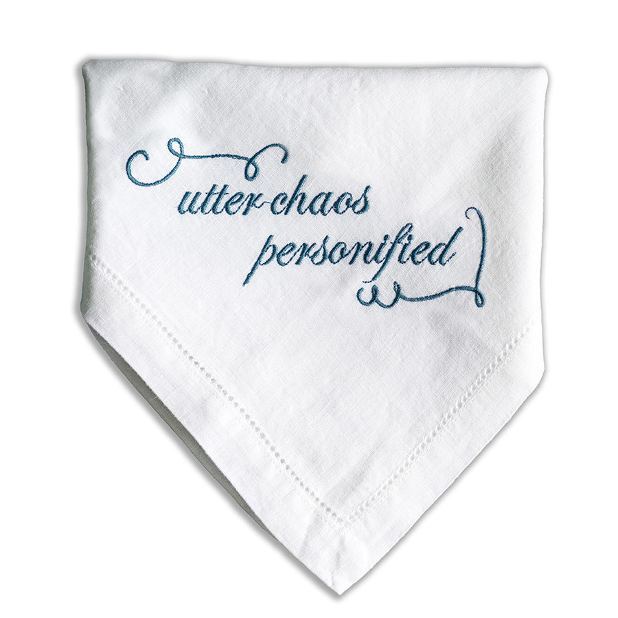 Utter Chaos Personified Funny Embroidered French Linen Napkin
