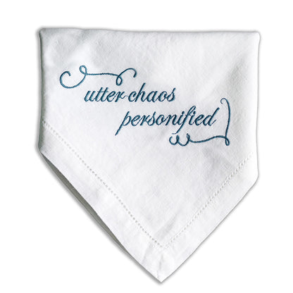 Utter Chaos Personified Funny Embroidered French Linen Napkin