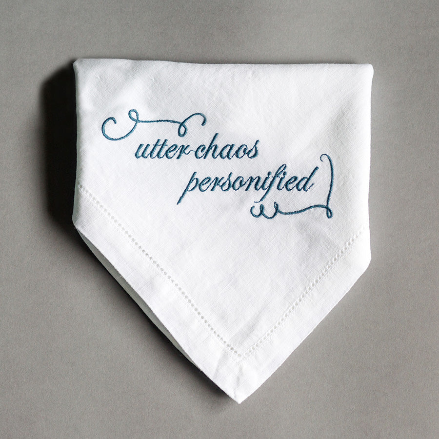 Utter Chaos Personified Funny Embroidered French Linen Napkin