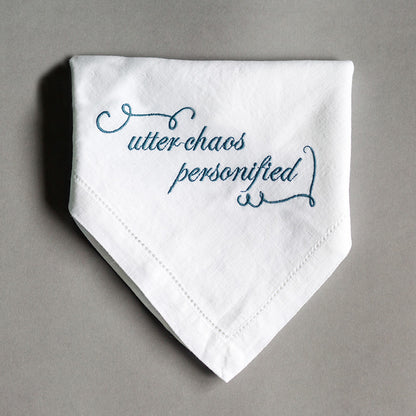 Utter Chaos Personified Funny Embroidered French Linen Napkin