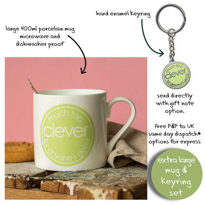 Much Too Clever for Anyone's Good - Porcelain Mug with Keyring Gift Set