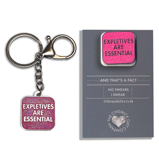 Expletives Are Essential Keyring/Bag Charm & Pin Set