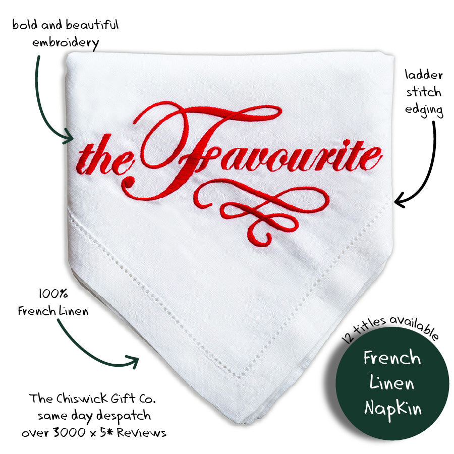 The Favourite Embroidered French Linen Napkin