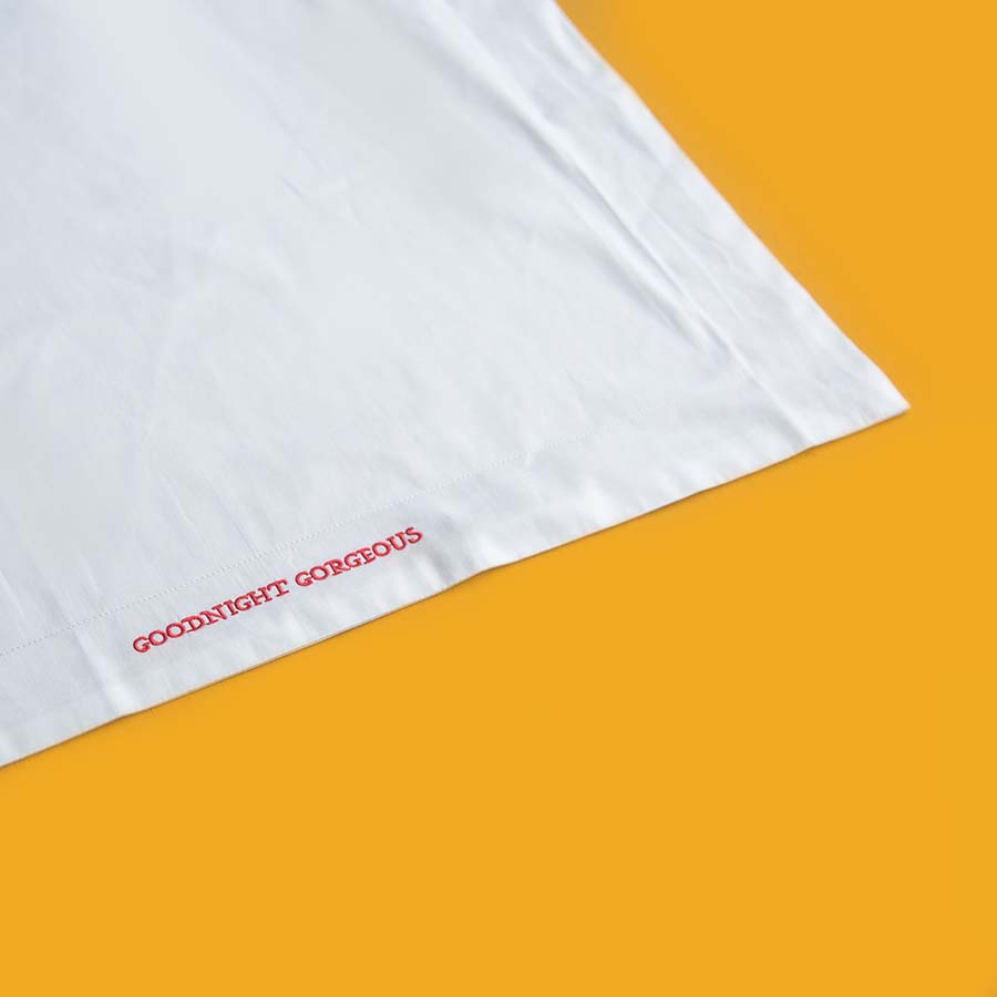 Embroidered Cotton Pillowcase - Goodnight Gorgeous