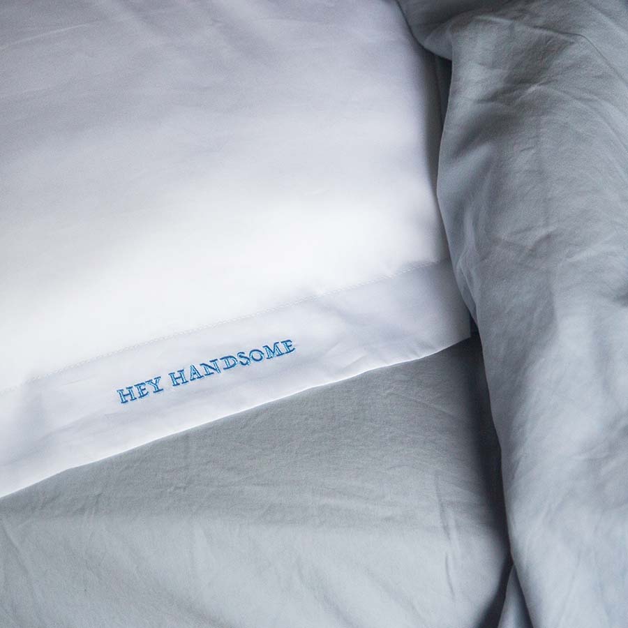 Embroidered Cotton Pillowcase - Hey Handsome