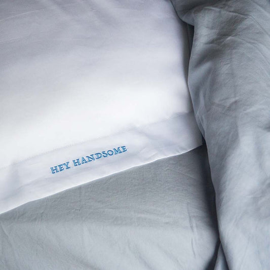 Embroidered Cotton Pillowcase - Hey Handsome