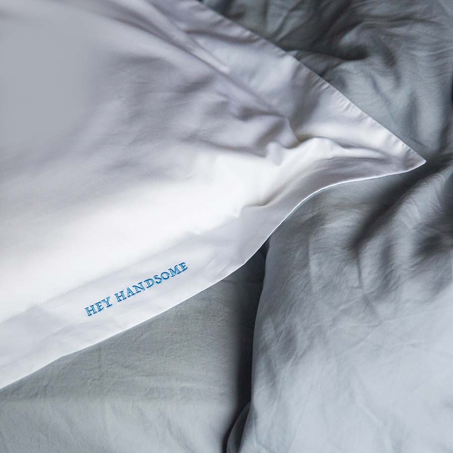 Embroidered Cotton Pillowcase - Hey Handsome