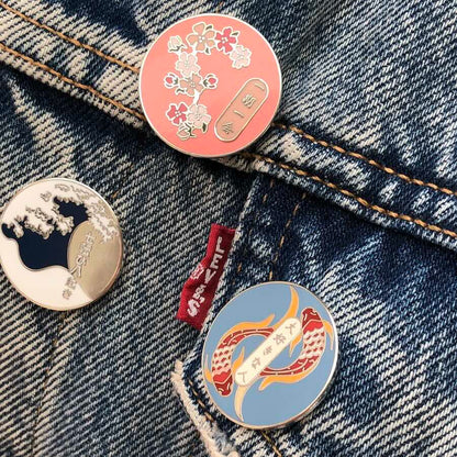 Set Of Three Inspirational Japanese Enamel Pins