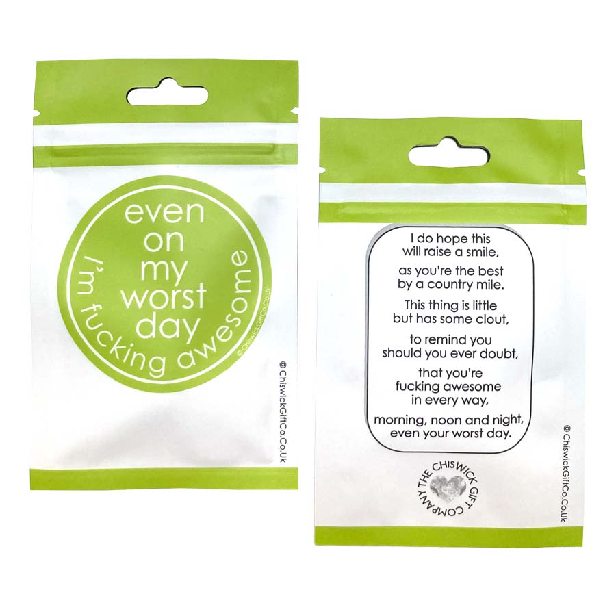 Self-love gift for women "Fucking Awesome" keyring in gift pouch.