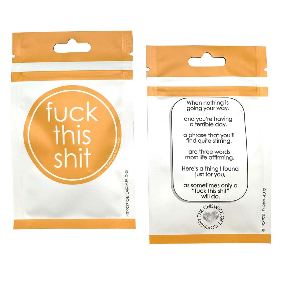 Funny colleague leaving gift "Fuck This Shit" keyring in gift pouch.