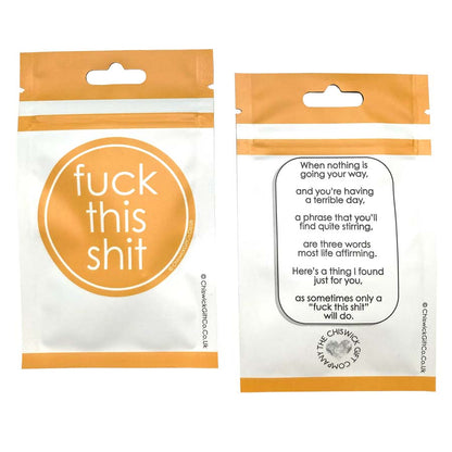 Funny colleague leaving gift "Fuck This Shit" keyring in gift pouch.