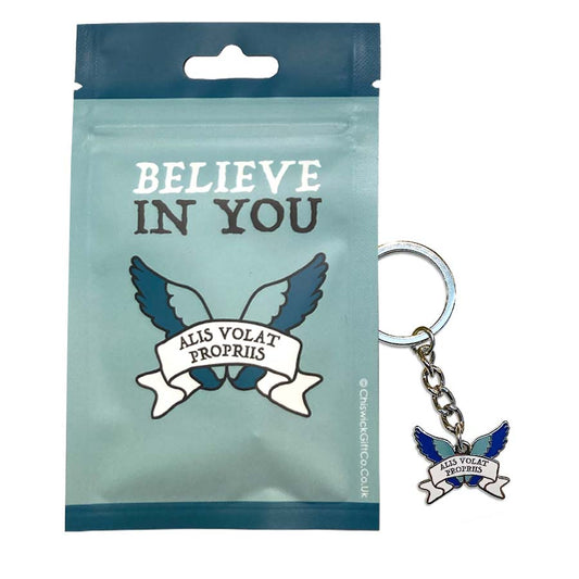 She Flies With Her Own Wings Latin Motto Keyring