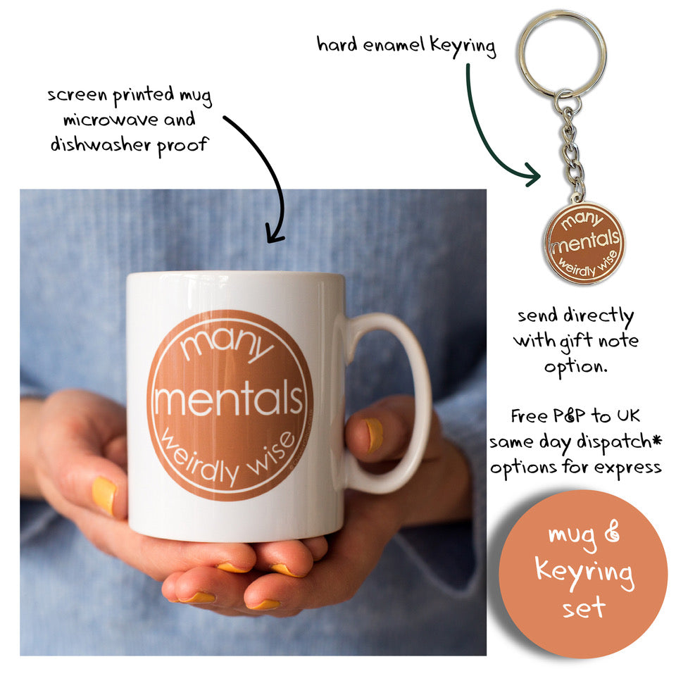 Many Mentals Weirdly Wise - Mug with Keyring Gift Set