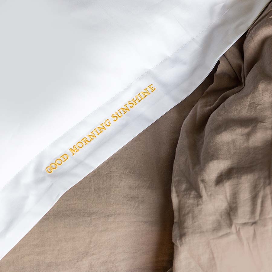 Embroidered Cotton Pillowcase - Good Morning Sunshine