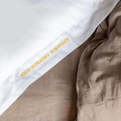 Embroidered Cotton Pillowcase - Good Morning Sunshine