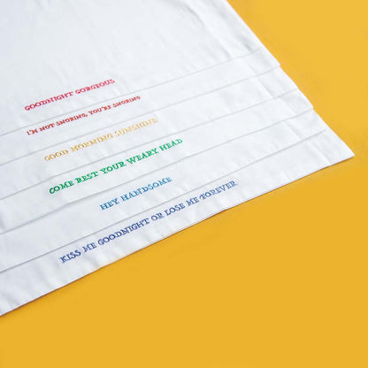 Embroidered Cotton Pillowcase - Good Morning Sunshine