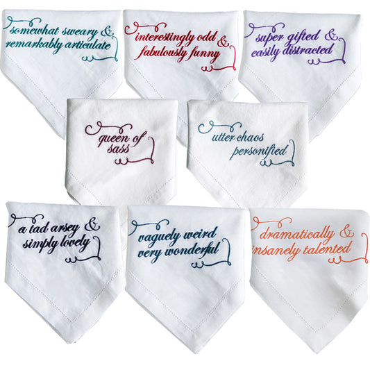 Set of Eight Personality French Linen Embroidered Napkins