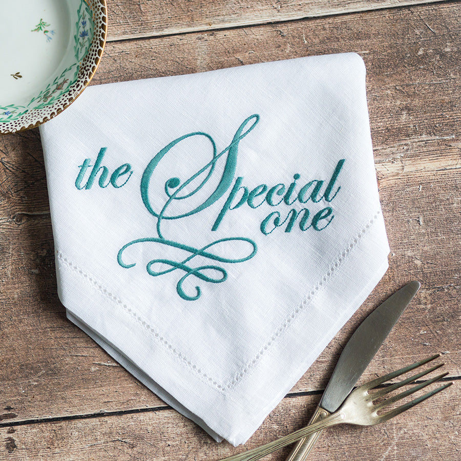 The Special One Embroidered French Linen Napkin