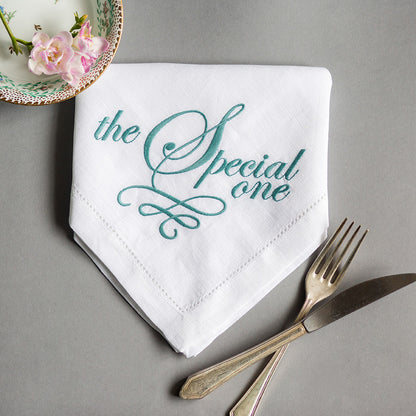 The Special One Embroidered French Linen Napkin