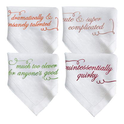 Set of 4 Personality French Linen Embroidered Napkins