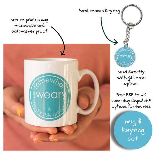 Somewhat Sweary & Remarkably Articulate - Mug with Keyring Gift Set