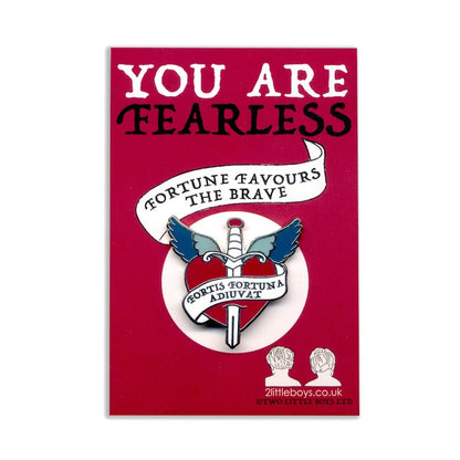 Fortune Favours The Brave Latin Motto Enamel Pin