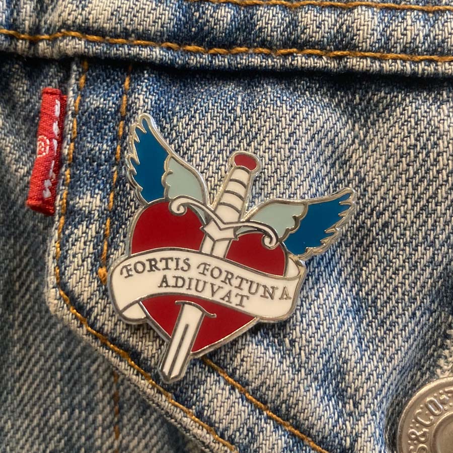 Fortune Favours The Brave Latin Motto Enamel Pin