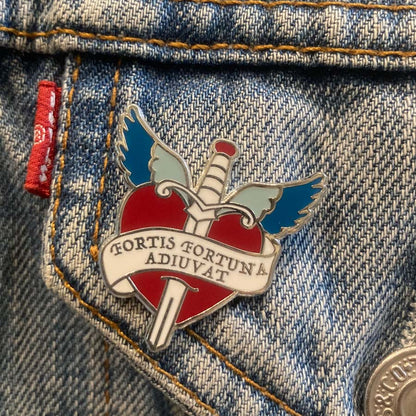 Fortune Favours The Brave Latin Motto Enamel Pin