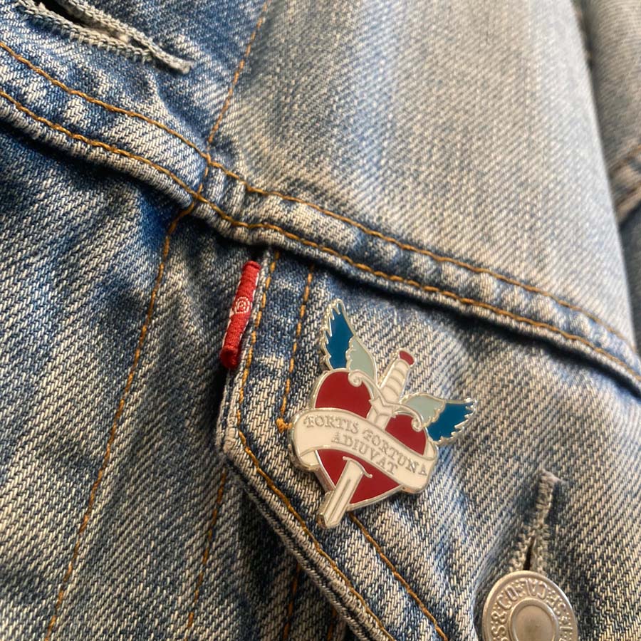 Fortune Favours The Brave Latin Motto Enamel Pin