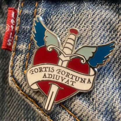 Fortune Favours The Brave Latin Motto Enamel Pin