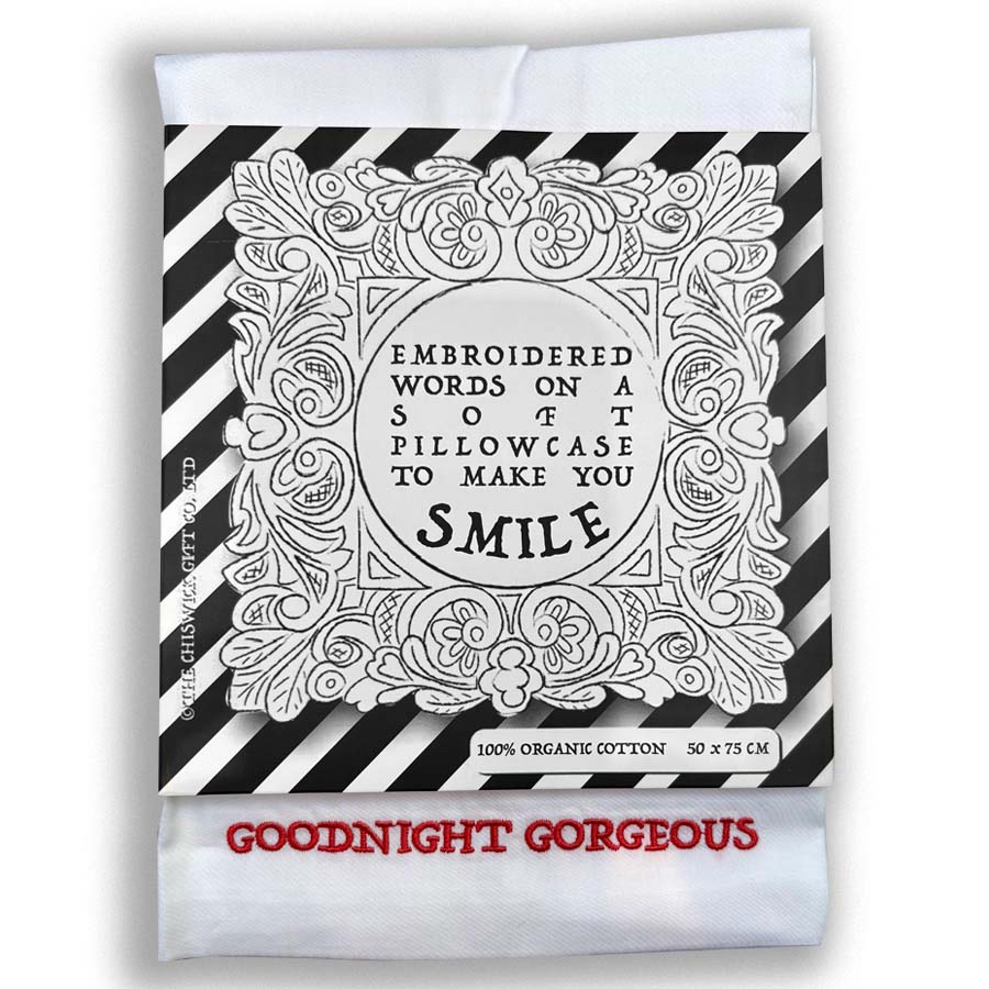 Embroidered Cotton Pillowcase - Goodnight Gorgeous