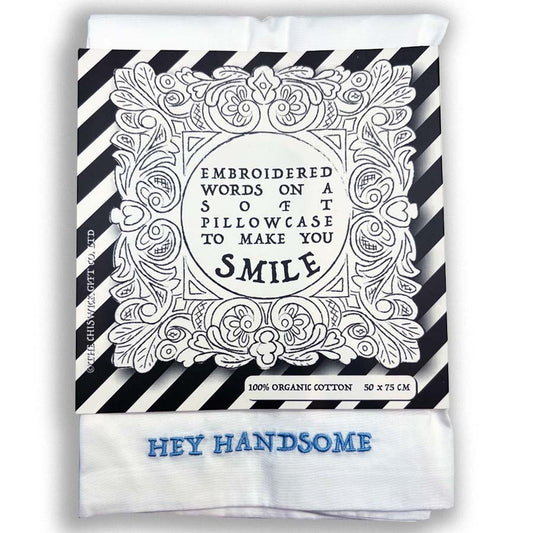 Embroidered Cotton Pillowcase - Hey Handsome