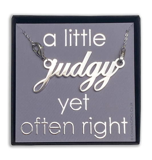 Judgy Solid Sterling Silver Pendant | Bag Charm