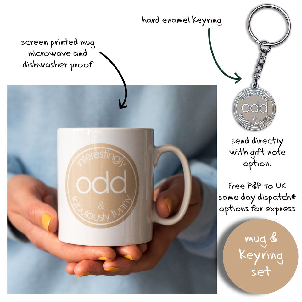 Interestingly Odd & Fabulously Funny - Mug with Keyring Gift Set