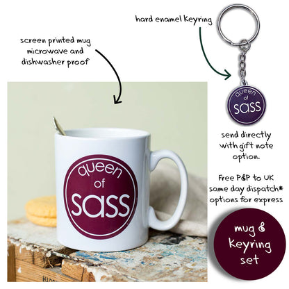 Queen Of Sass - Mug with Keyring Gift Set