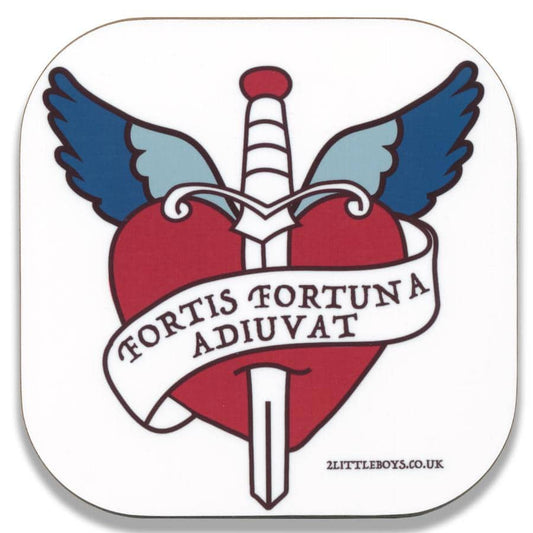 Fortune Favours The Brave Latin Motto Coaster