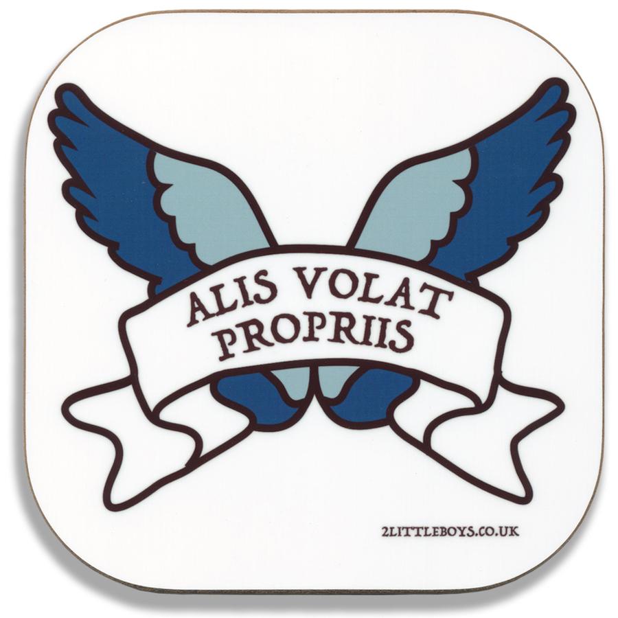 She Flies With Her Own Wings Latin Motto Coaster