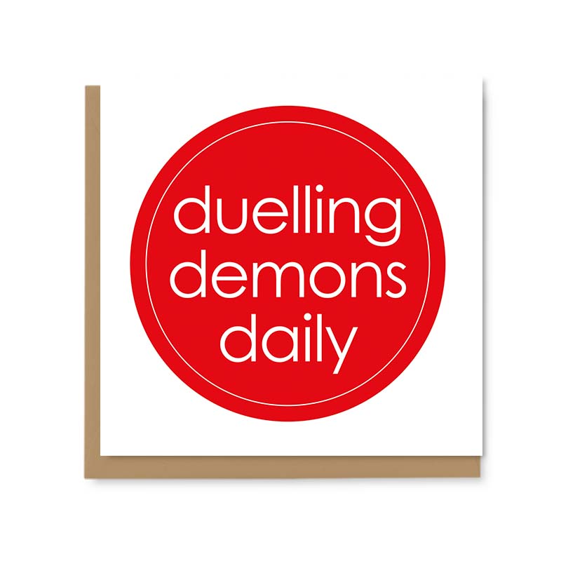 Duelling Demons Greetings Card