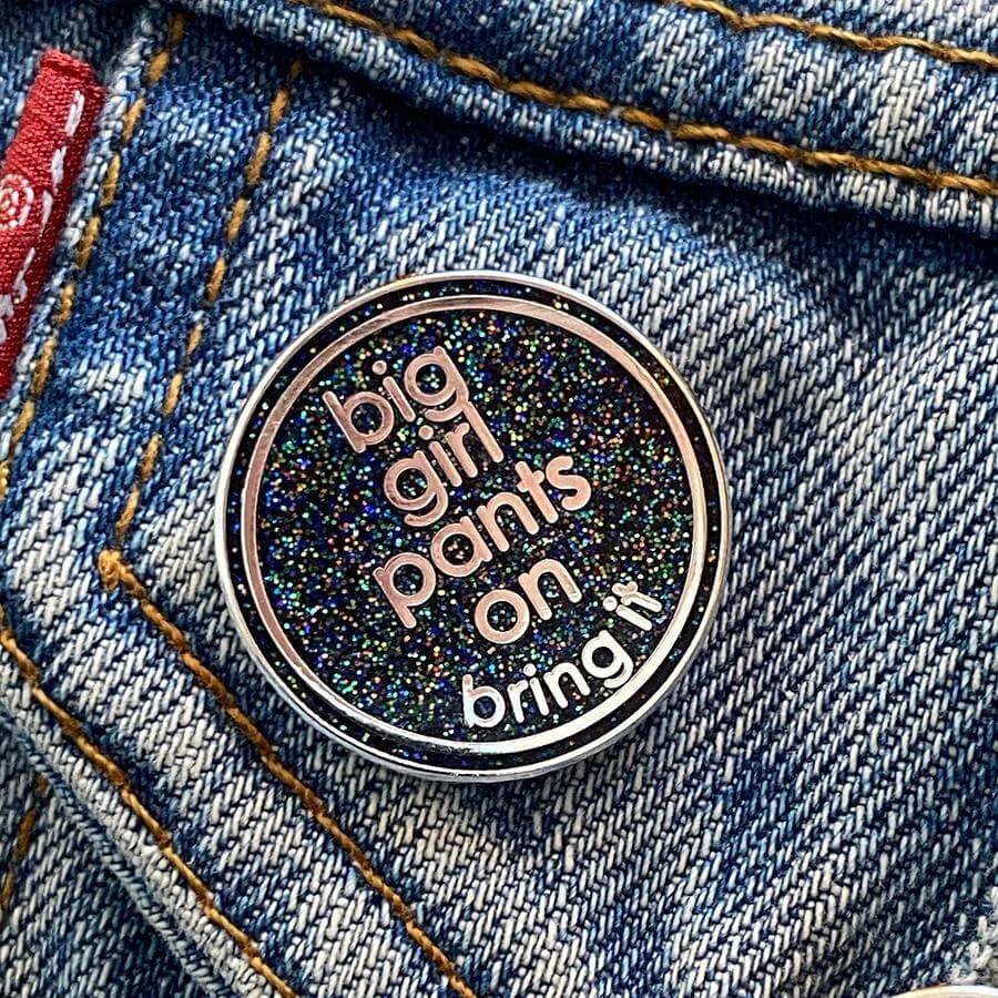 6 Glitter Pin Badges For Best Friends