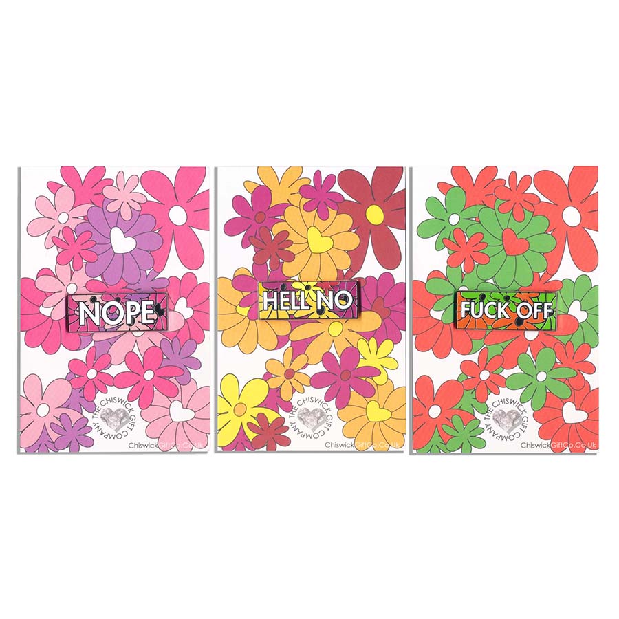 3 Angry Flowers Enamel Pins - Nope/Fuck Off/Hell No