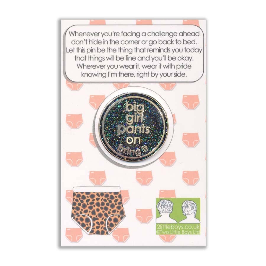 Chin Up Screen Printed Bag & Glitter Pin Set